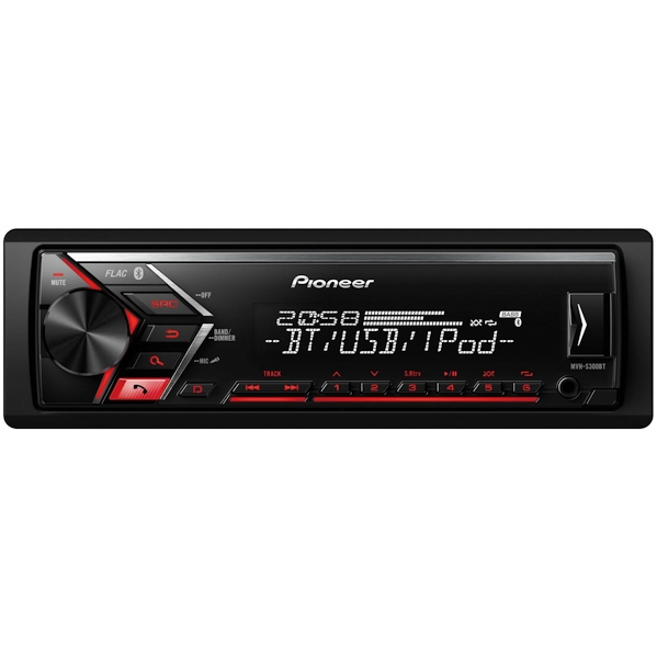  PIONEER MVH-S300BT, 1DIN, CD/MP3-, 4X50, USB, AUX-,   FLAC, Bluetooth