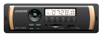  Digma DCR-110G24, 1DIN, 4X45, USB/SD, AUX-, 24 